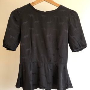 Peplum Top with panther embroidered